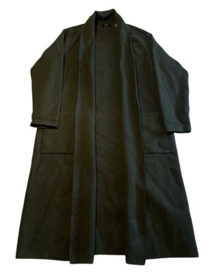 Talbots Full Length Duster Cardigan Women’s Medium Open Front Thick Green 