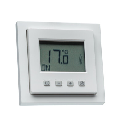 Digital Raumthermostat mit Busch Jäger future linear Rahmen für Fußbodenheizung