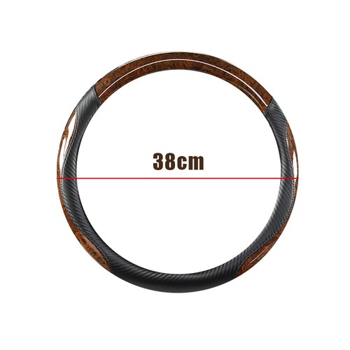 Leather Wood Grain Car Steering Wheel Anti-slip Cover Protector Trim Accessories - Picture 7 of 15