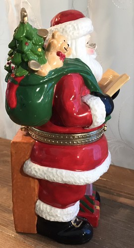Valerie Au Chocolate Santa Claus Hinged Candy Jar Trinket Keeper 9” Tall - Picture 4 of 10