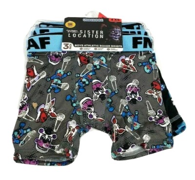 Five Nights At Freddy's Sister Location 3 Piece Boys Boxer Briefs Size 4 X-Small