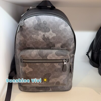 NWT COACH West Men's Backpack Camo Signature Canvas/Gunmetal/Grey Multi  CW311