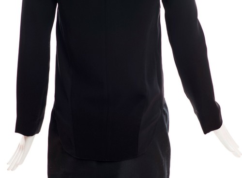 RAG & BONE schwarz Lammleder Schulter Langarm silber Rücken Reißverschluss Bluse Top XS - Bild 7 von 11