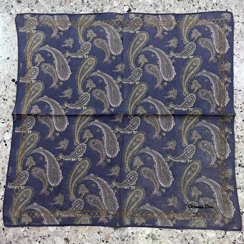 CLASSIC VINTAGE PAISLEYS MAN PURPLE HANDKERCHIEF COTTON ART POCKET SQUARE 18" - Picture 3 of 3