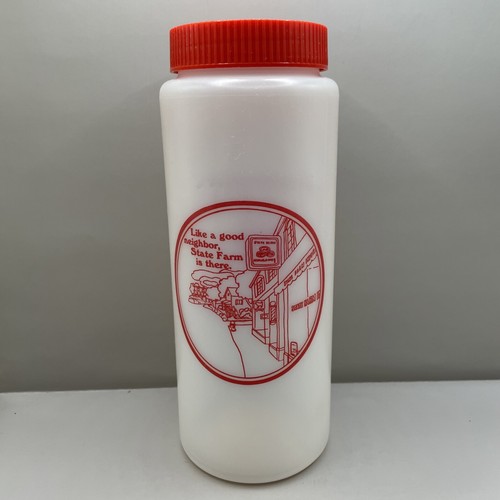 Vintage State Farm 8.5" Plastic Water Bottle - Square Logo - Main Street Scene