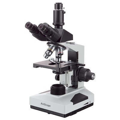 AmScope 40X-1000X Simul-Focal Trinocular Microscope w/ C-Mount Adapter Multi-Use