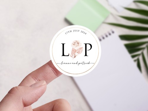 Personalised wedding round sticker labels, custom stickers - Picture 6 of 6
