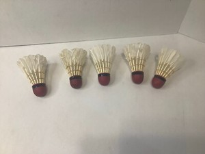 Set of 5 Vintage Swallow Badminton Shuttlecocks w/Case Real Feathers