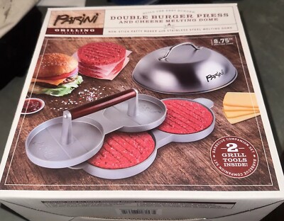 Parini Double Non-Stick Burger Press & Cheese Melting Dome 8.75'' NIB. +2 Tools.
