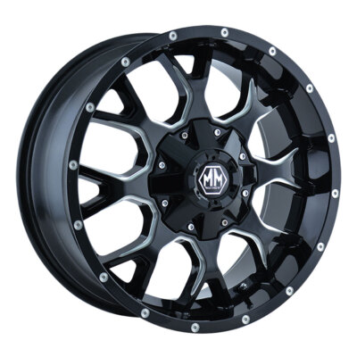 MAYHEM 8015 Warrior 18X9 8X165.1 Offset 18 Black w/Milled Spokes (Quantity of 1)