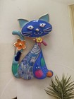 Gorgeous Blue Colorful Artistic Art Enamel Smiling Cat Design Brooch Gift Pin