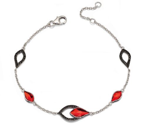 Designer - Elements Sterling Silver Red & Black Swarovski Crystal Bracelet - Picture 1 of 1