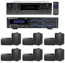 Technical Pro 6000w 6-Zone, Home Theater Bluetooth Receiver 12 4" Speakers EQ
