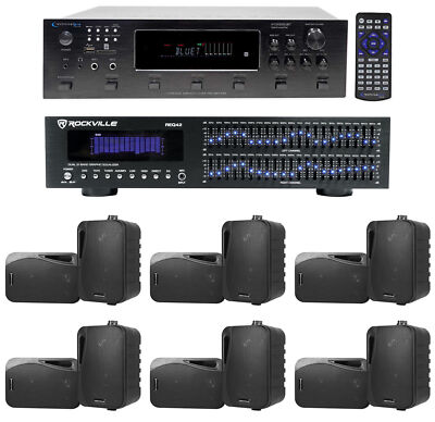 Technical Pro 6000w 6-Zone, Home Theater Bluetooth Receiver+(12) 4'' Speakers+EQ