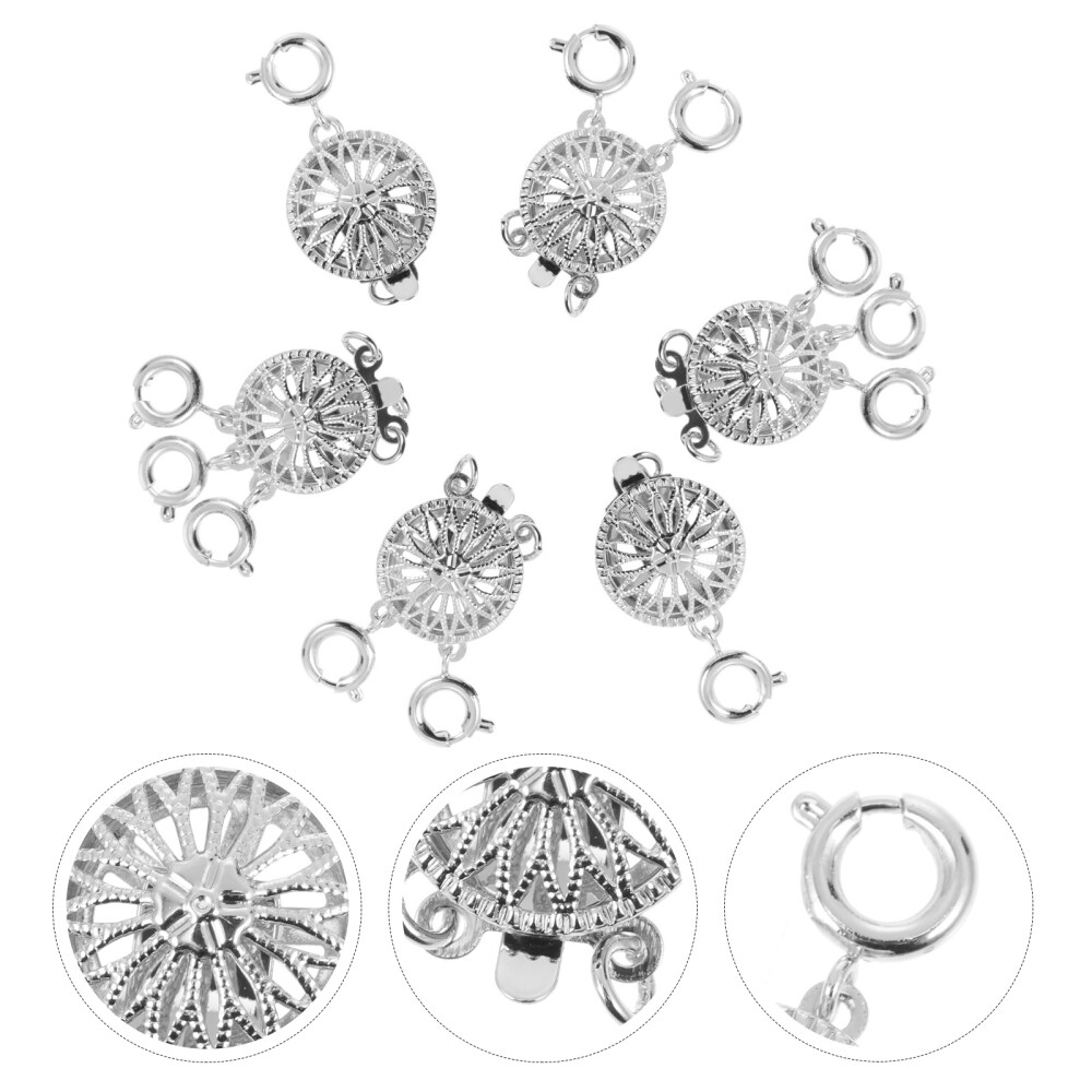 6 Pcs Jewelry Link Buckle Alloy Multi Strand Necklace Clasp