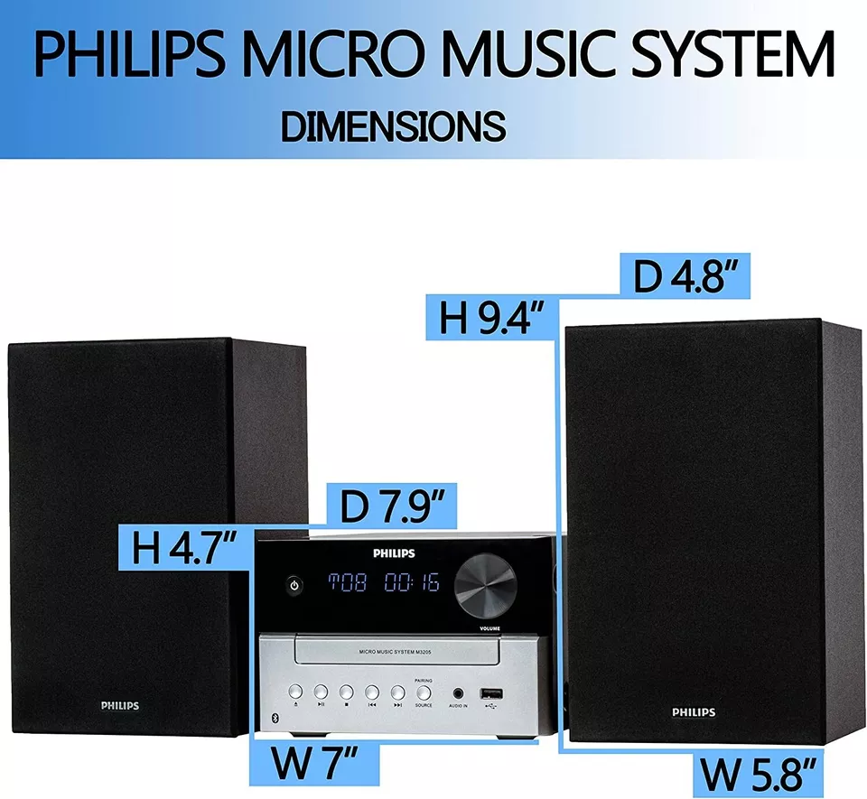Philips Bluetooth Stereo System for Home with CD Player. MP3. USB. FM Radio - Image 2 of 4