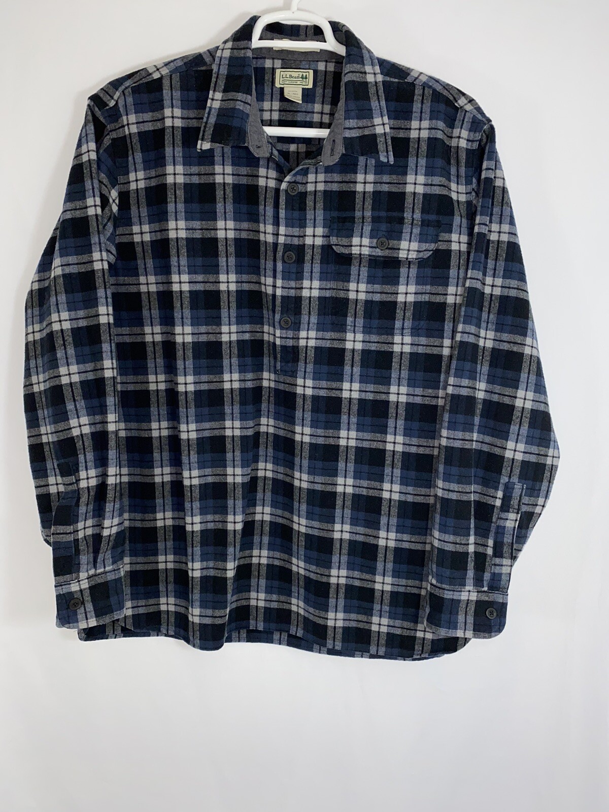 LL Bean  Pullover Cotton  4 Button Plaid Shirt Pl… - image 1