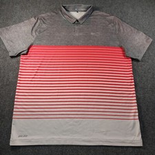 Nike Tiger Woods Collection Dri-Fit Polo Shirt Mens XL Gray Red Striped Golf