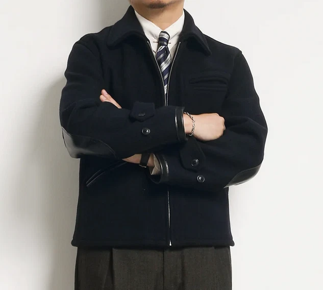 Navy Melton Wool Cossack Jacket - Image 2 of 4