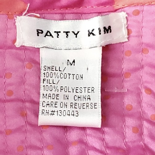 Patty Kim Quilted Jacket M Cotton Bright Pink Orange Abstract Camo Bohemian - Picture 4 of 5
