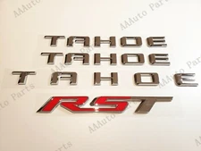 4PCS 2021+ Chevrolet Tahoe Chrome Door Tailgate Rear Tahoe Chrome Red RST Emblem