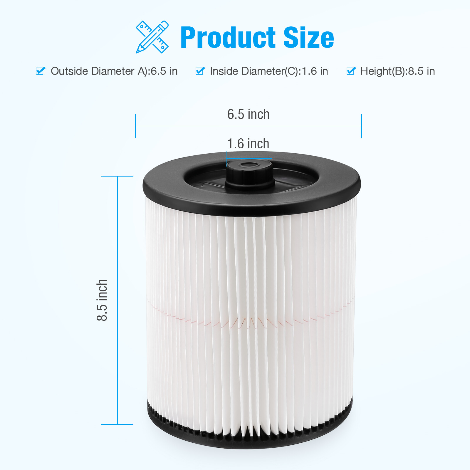 Replacement Cartridge Filter for Shop Vac Craftsman 917816 Wet Dry Air