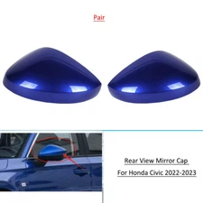For Honda Civic 2022 2023 Door Wing Rearview Mirror Cap Cover Blue Pair