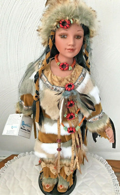 Native American Duck House Porcelain Doll 24'' Heirloom Migina  COA #14/5000.