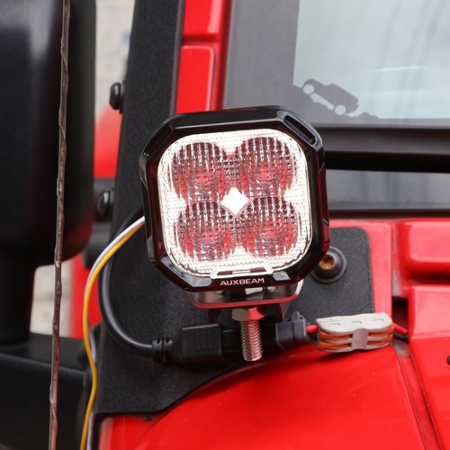 2pcs AUXBEAM 3" LED Pods Driving Lights Flood Beam White DRL + Amber Turn Light - Picture 10 of 12