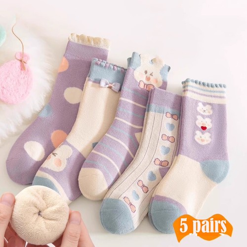 5 Pairs Kids Terry Socks Toddlers Boys Girls Warm Winter Thick Thermal 0-12T - Picture 8 of 10
