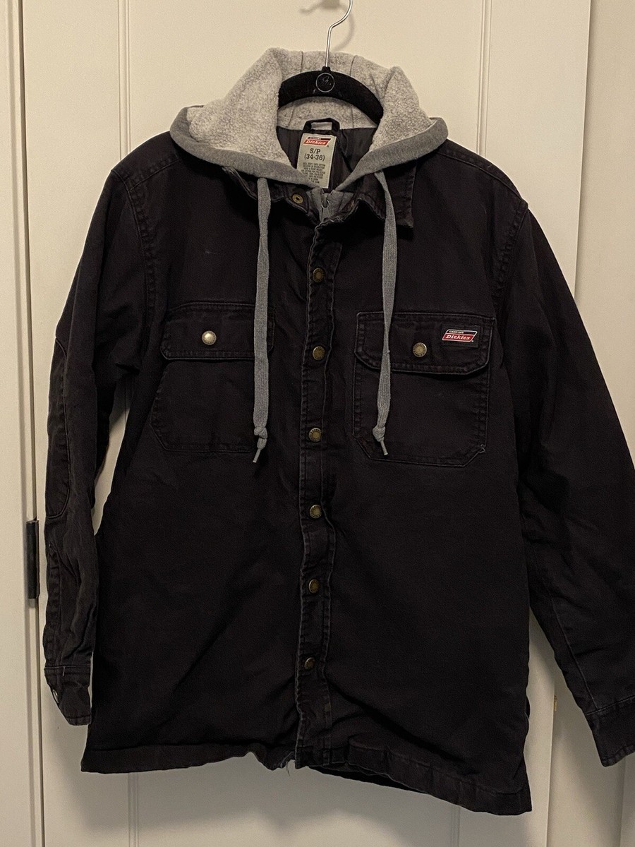 Dickies Work Coat Jacket Men's Small Black Hoodie Canvas Full Zip