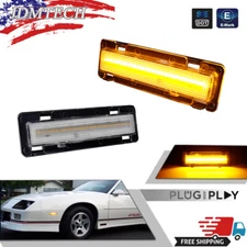 2X Clear Lens Amber Full LED Front Side Marker Lights For 1982-1992 Chevy Camaro