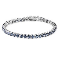 4.5ct Heart Shaped Sapphire Cz Solid Fine Sterling Silver Tennis Bracelet on sale 4.5ct Heart Shaped Sapphire Cz Solid Fine Sterling Silver Tennis Bracelet on sale