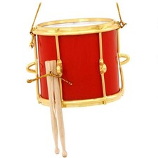 Red Marching Drum Christmas Tree Ornament 2 inches - Musical Instrument Ornam...