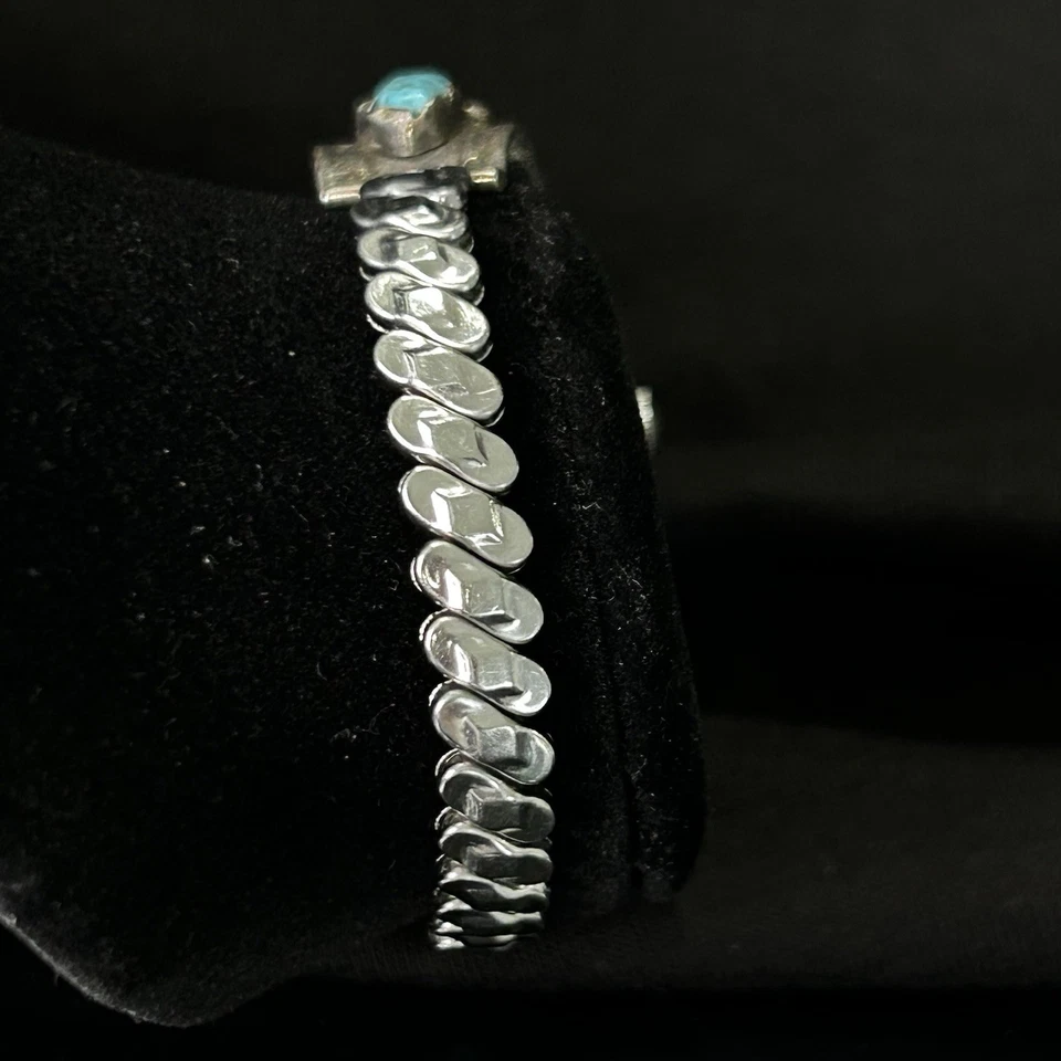 Navajo Sterling Silver Turquoise Watch Timex Band 925 - image 3 of 4