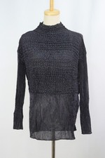 Authentic ISSEY MIYAKE PERMANENTE Dark Navy Pleats High Neck Top 142 0177