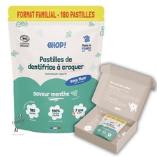 180 Pastilles Dentifrice à Croquer Menthe Fraîche – Bio COSMOS, Avec Fluor