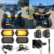 UTV Turn Signal Kit 110D Horn Flow Blinkers & Switch For Can-Am Maverick 1000R