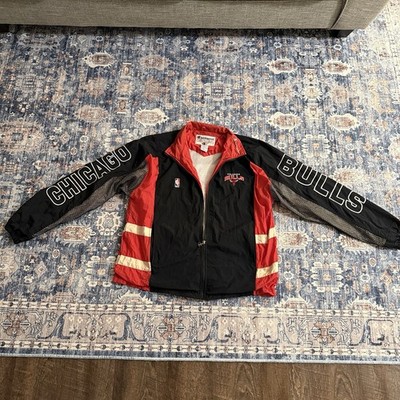 Chicago Bulls Rare 90 s NBA Full Zip Mesh Lined Jacket XL Black Red White