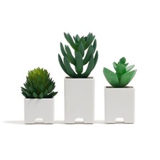 U Brands Adhesive Faux Succulent Cord Organizers, Set of 3, Assorted White