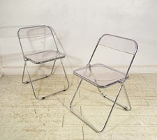 COPPIA SEDIA PIEGHEVOLE Plia Giancarlo Piretti Anonima Castelli CROMO ANNI 70