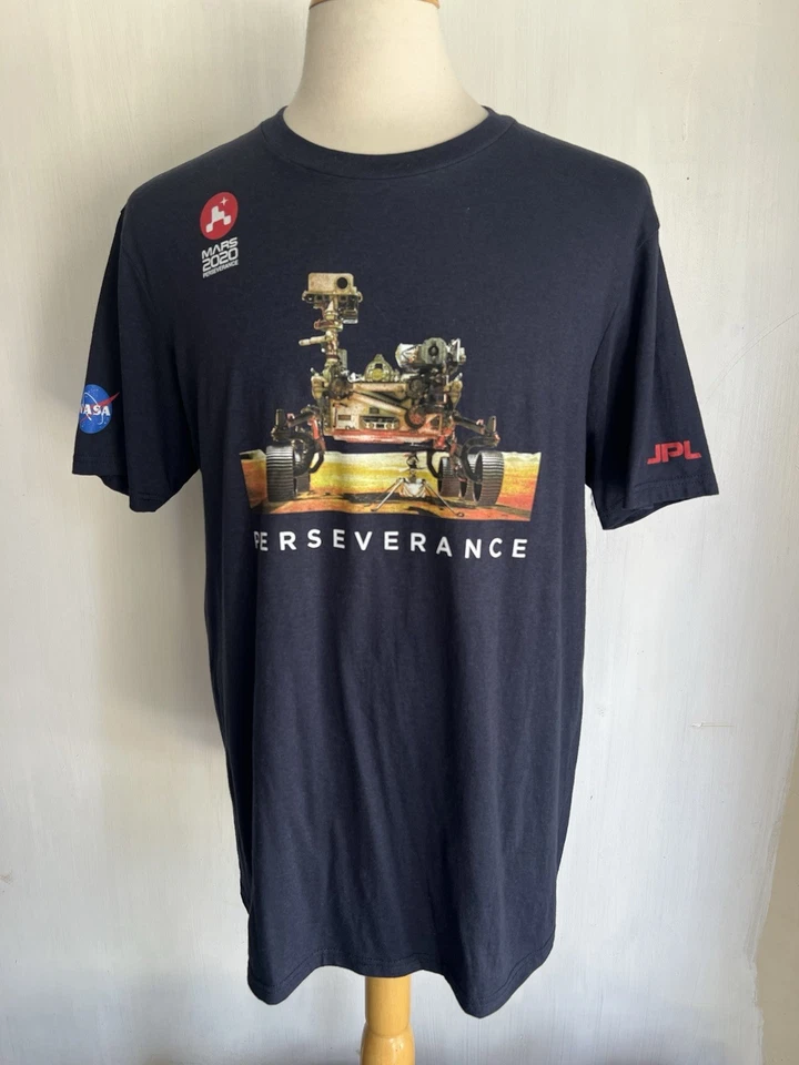 JPL x NASA (2021) RARE! Mars Perseverance Rover Landing Date Staff T-Shirt Large - Image 2 of 4