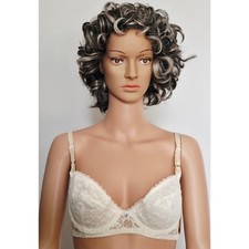 VINTAGE NEW 1960's Carnival Women's White Lace Bra with Blue Flower Size 36B