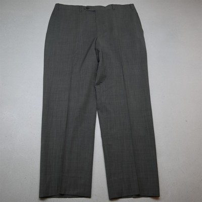 Canali 1934 34x30 Gray Sharkskin 100% Wool Flat Front Italy Dress Mens Pants