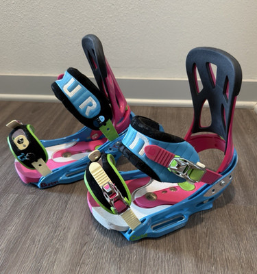 2009 Burton Cartel EST Snowboard Bindings Leather Superstrap M Size Multicolor