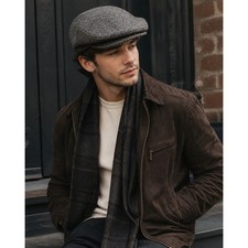 Gorra de noticiero gris tweed mezcla de lana hiedra gorra plana para hombre M sombrero de cabbie