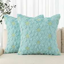 Spring Summer Blue Sunflower Throw Pillow Covers Set of 2, 18 X 18 Inch Seasonal