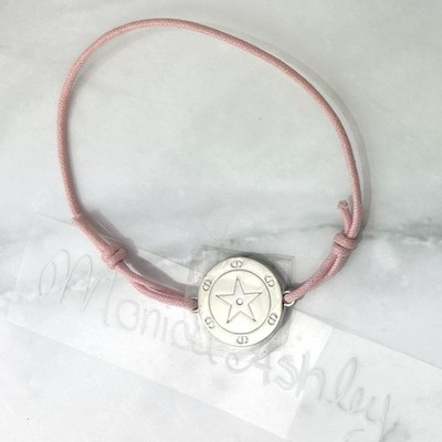 Christian Dior Pink Bracelet, Silver Charm Logo Star, New