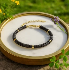 Lava Rock Bracelet Volcano Black Crystal Gemstone Beaded Stone Women Men Jewelry