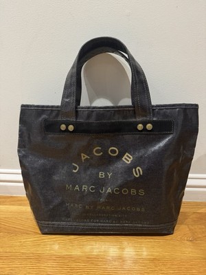 Marc Jacobs Authentic Vinyl Coated Black Denim Tote
